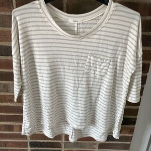 Womens Cherish Top, Oversized Medium, White/Gray Stripes